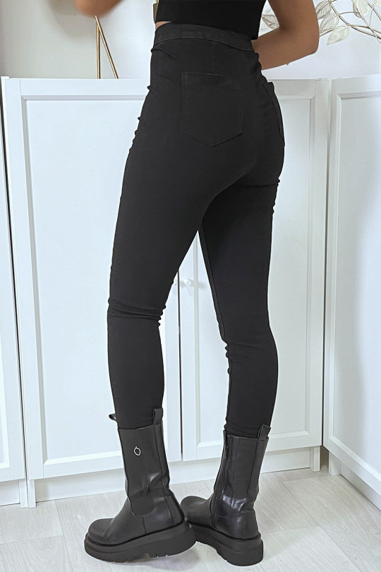 Zwarte slimfit jeans met hoge taille en achterzakken - 2