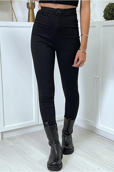 Jean slim noir taille haute avec poches arrières - 7