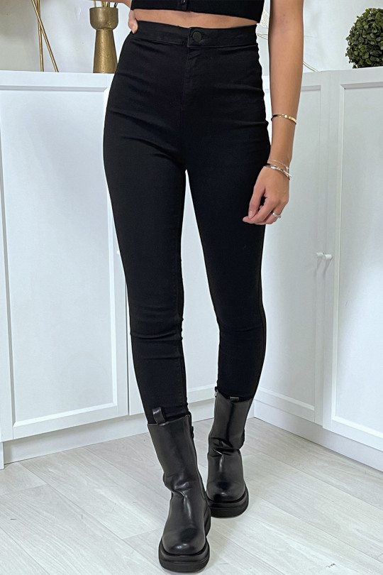 Zwarte slimfit jeans met hoge taille en achterzakken - 7