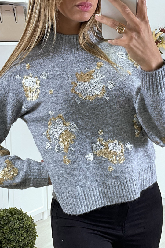 Pull doux gris à sequins - 4 Pull doux gris à sequins - 4