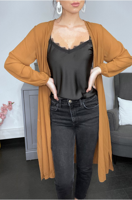 Gilet camel en voilage - 1