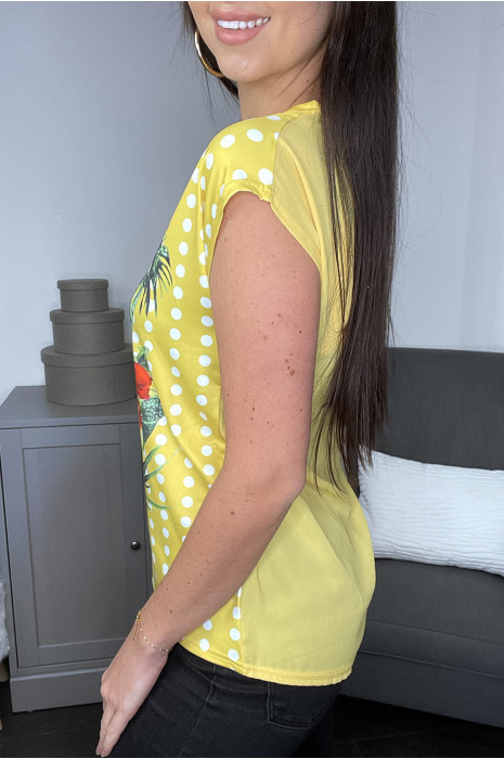 Gele top met zomers patroon - 2