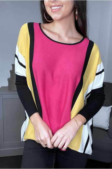 Tunique fuchsia coupe chauve souris - 1