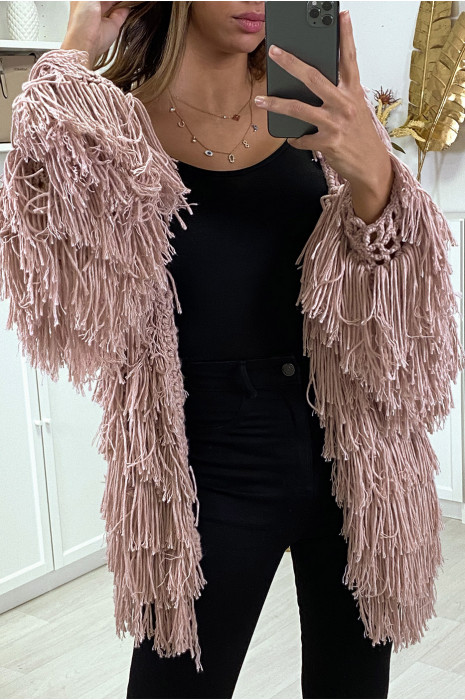 Gilet rose a frange ficelle - 2