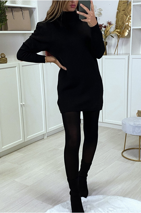 Black Glitter Puff Sleeve Dress - 3