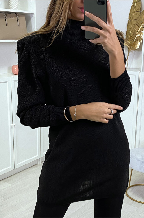 Robe noir scintillante à manches bouffantes - 4