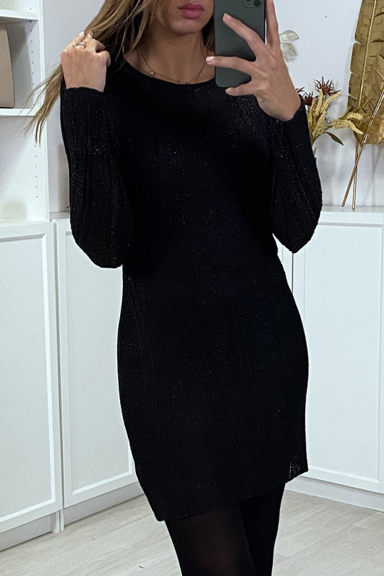 Zwarte jurk met glinsterende mesh - 1