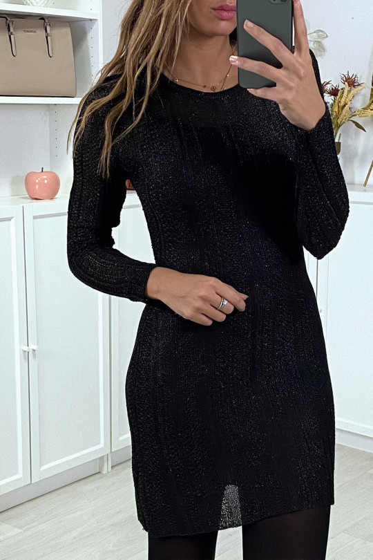 Zwarte jurk met glinsterende mesh - 3