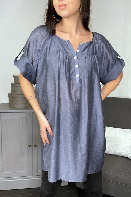 Tunic dress in loose purple satin silk Tunic dress in loose purple satin silk
