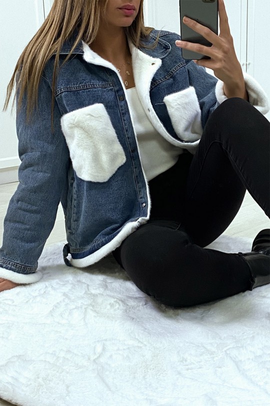 VeWVe en jean moumoute et poches blanche - 4