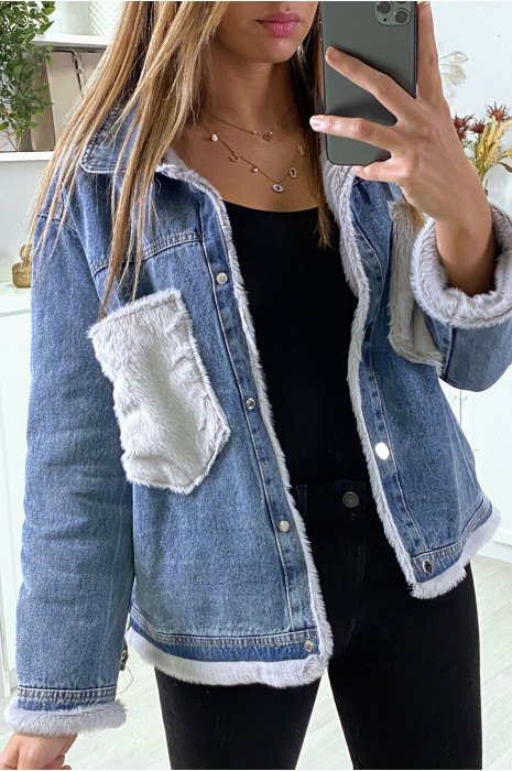 Moumoute denim jacket and gray pockets - 2