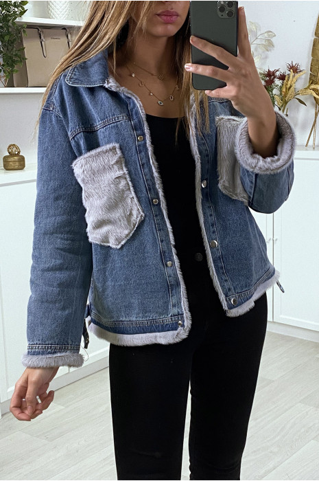Moumoute denim jacket and gray pockets - 4