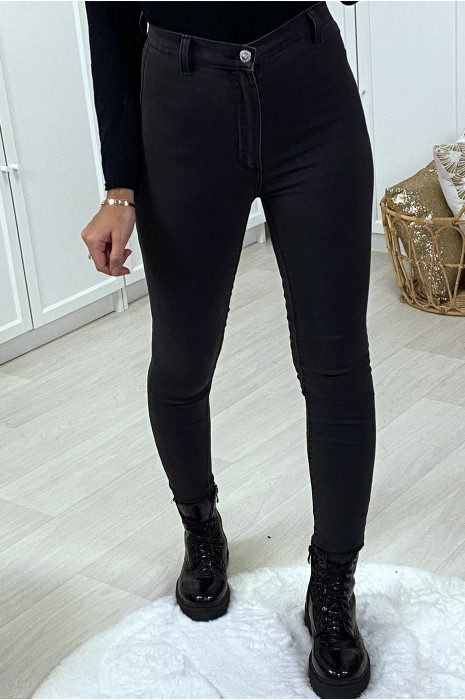 Jeans slim anthracite taille haute - 2
