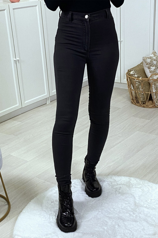 Houtskoolkleurige slimfit jeans met hoge taille - 3