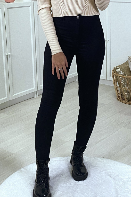 Jeans slim noir stretch taille haute - 1