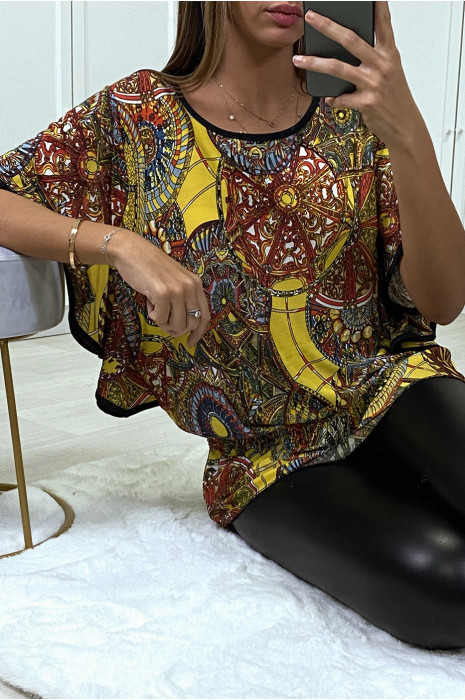 Haut ample jaune manche volante à motif imprimé - 3