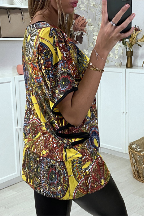 Haut ample jaune manche volante à motif imprimé - 6