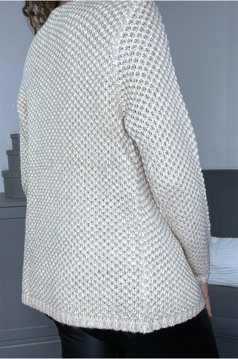 Pull effet cape en laine pailletée - 3