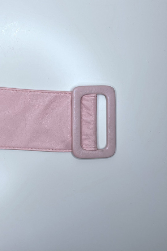 Grosse ceinture rose en simili avec boucle rectangle - 2