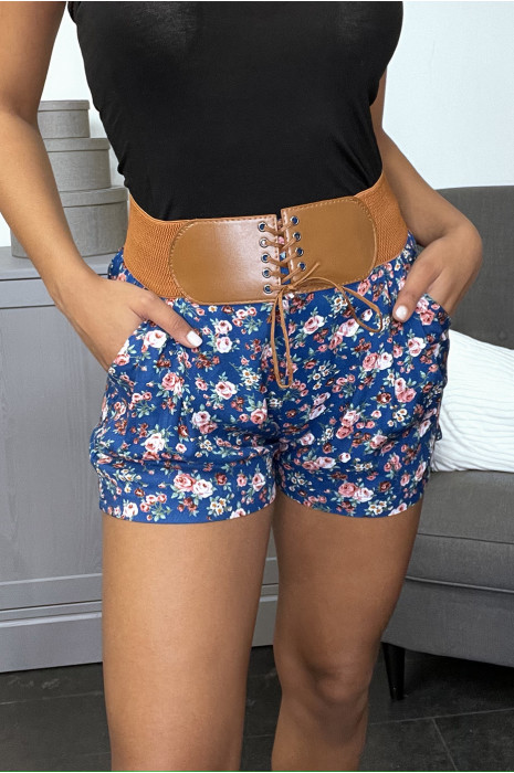 Shorts with floral print and integrated belt - 2
