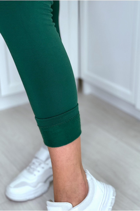 Legging vert legging polaire molletoné taille haute special ventre plat - 4