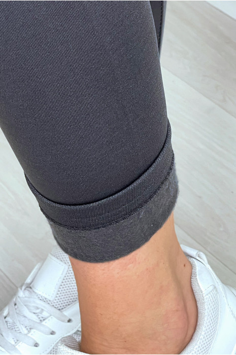 Legging anthracite molletoné taille haute special ventre plat - 4