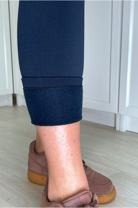Legging marine molletoné taille haute special ventre plat - 9