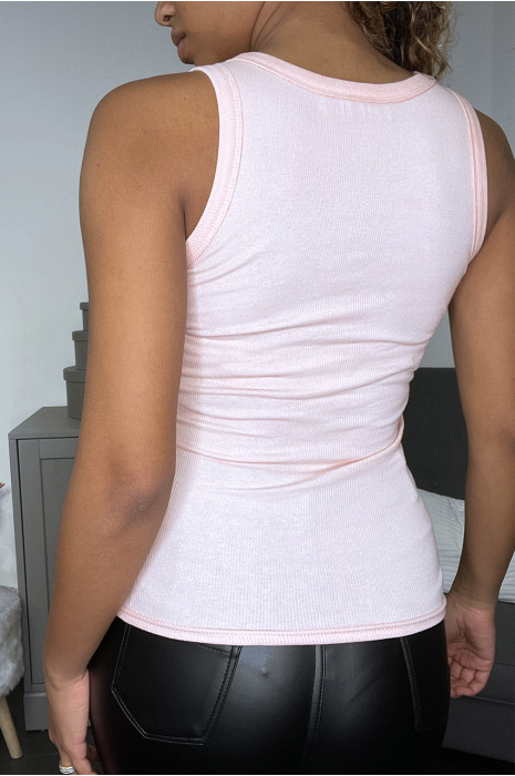 Débardeur rose avec strass à l'avant - 3