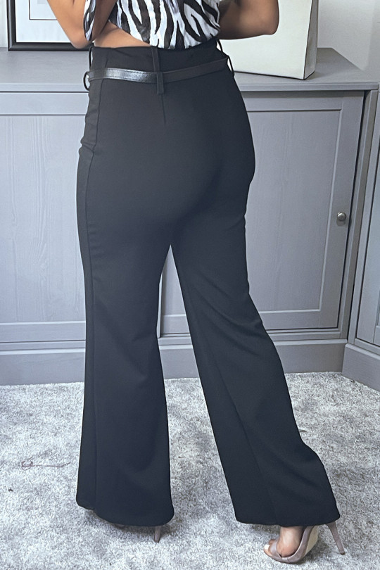 Pantalon noir coupe droite avec ceinture