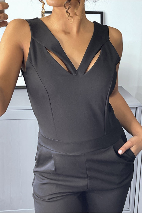 combinaison noir avec poches et ouverture au buste - 2