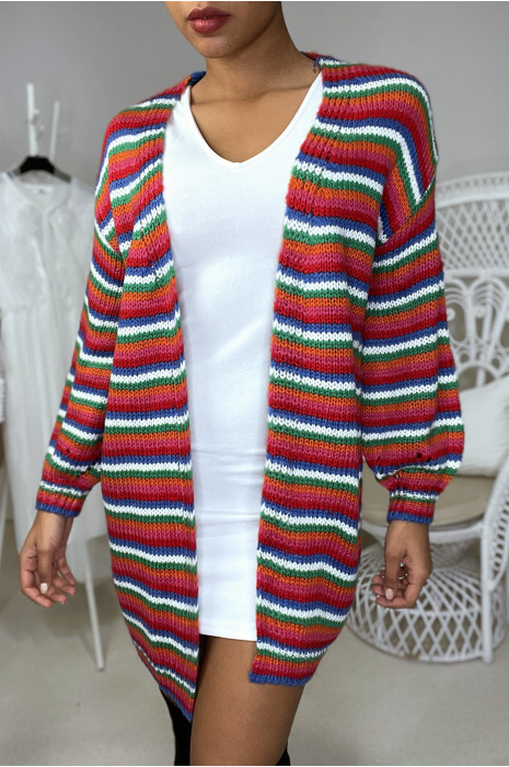 Long gilet multicolor très tendance - 2