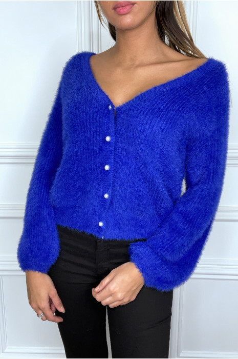 Gilet royal duveteux à col tombant - 1