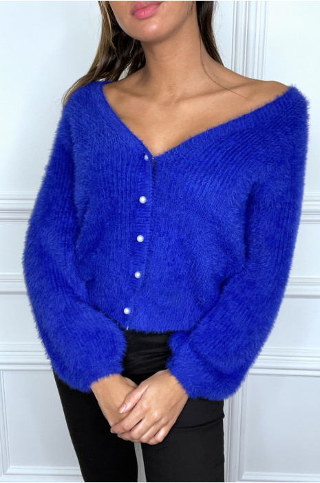 Gilet royal duveteux à col tombant - 3