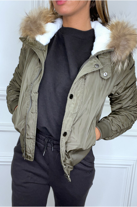 Bombers kaki à capuche molletonné à l'intérieur - 2