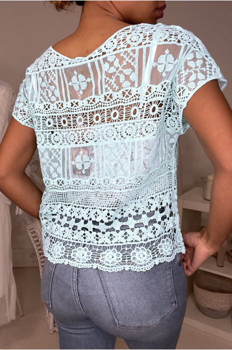 Top en dentelle turquoise - 2