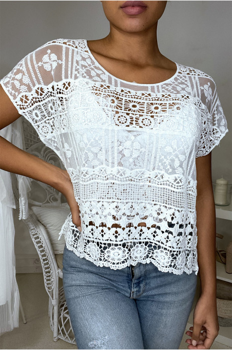 Top en dentelle blanc - 3