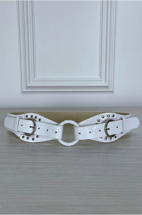 White belt with two fasteners and a circle in the middle - 1
