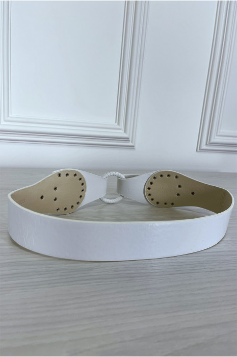 Witte riem met twee sluitingen en een cirkel in het midden - 4