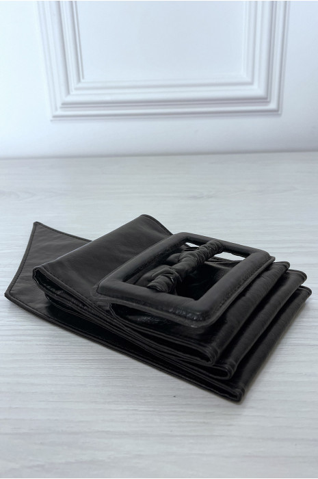 Grosse ceinture noir en simili avec grosse boucle - 1