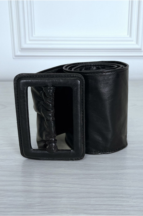 Grosse ceinture noir en simili avec grosse boucle - 2