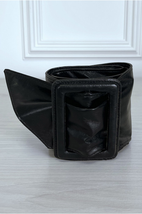 Grosse ceinture noir en simili avec grosse boucle - 3