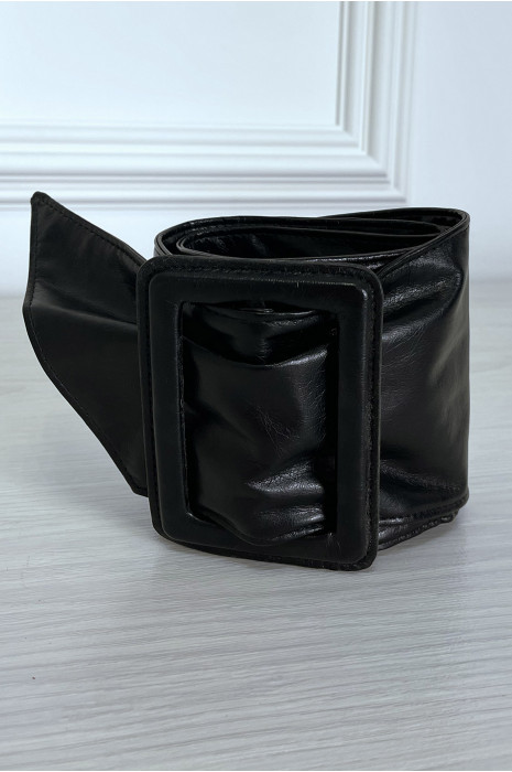 Grosse ceinture noir en simili avec grosse boucle - 4