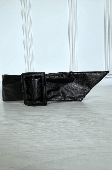 Grosse ceinture noir en simili avec grosse boucle - 9