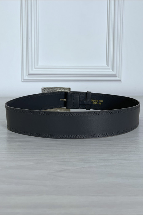Gray faux leather belt with silver glass buckle - 6