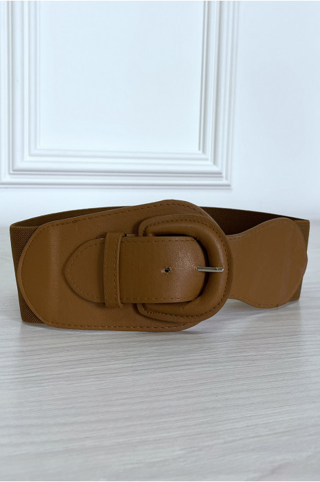 Grosse ceinture camel avec simili et élastique - 3