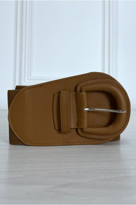 Grosse ceinture camel avec simili et élastique - 4