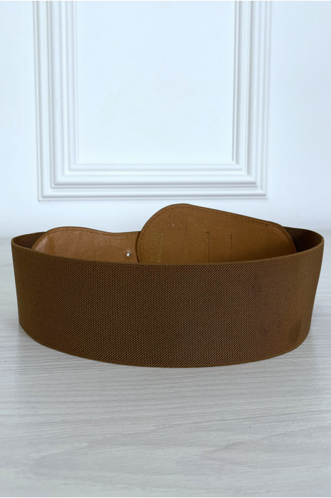 Grosse ceinture camel avec simili et élastique - 5