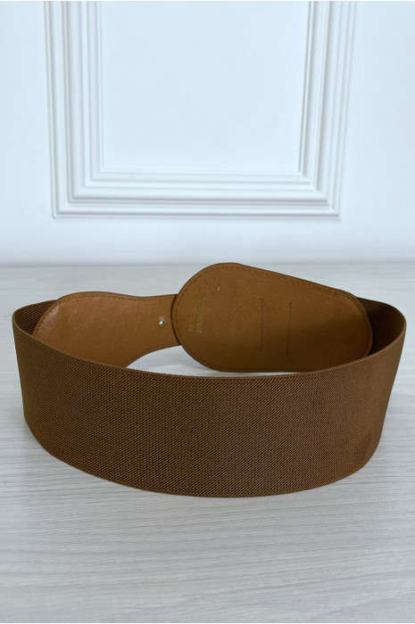 Grosse ceinture camel avec simili et élastique - 6