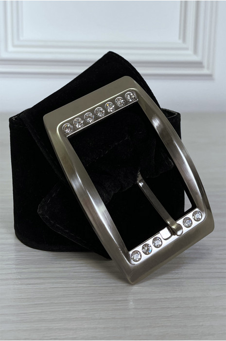 Ceinture noire en suédine avec strass sur la boucle - 3