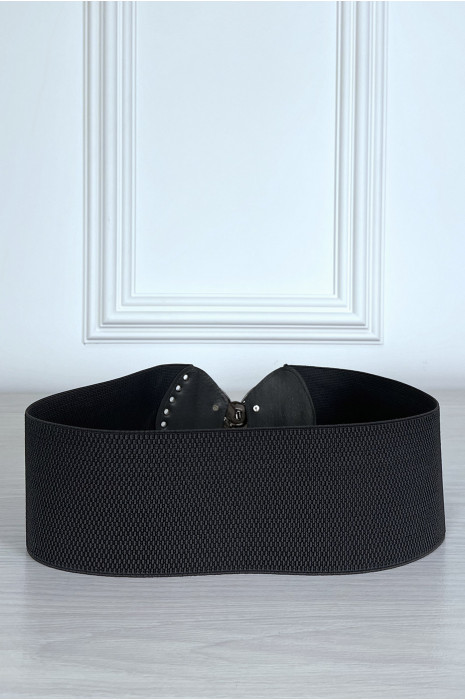 Ceinture élastique grise avec boucle papillon en strass - 5